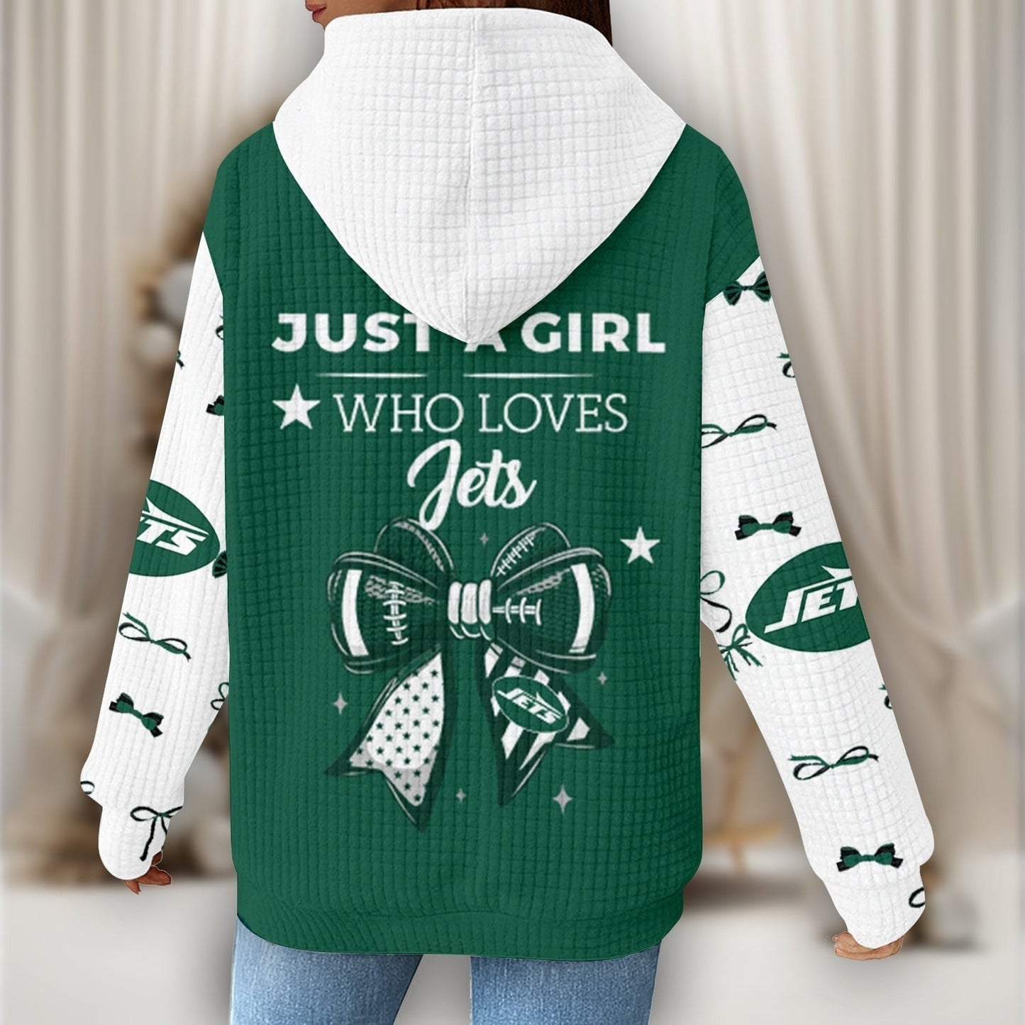 Premium NFL X NYJ Women's Waffle Hoodie NDT NHM