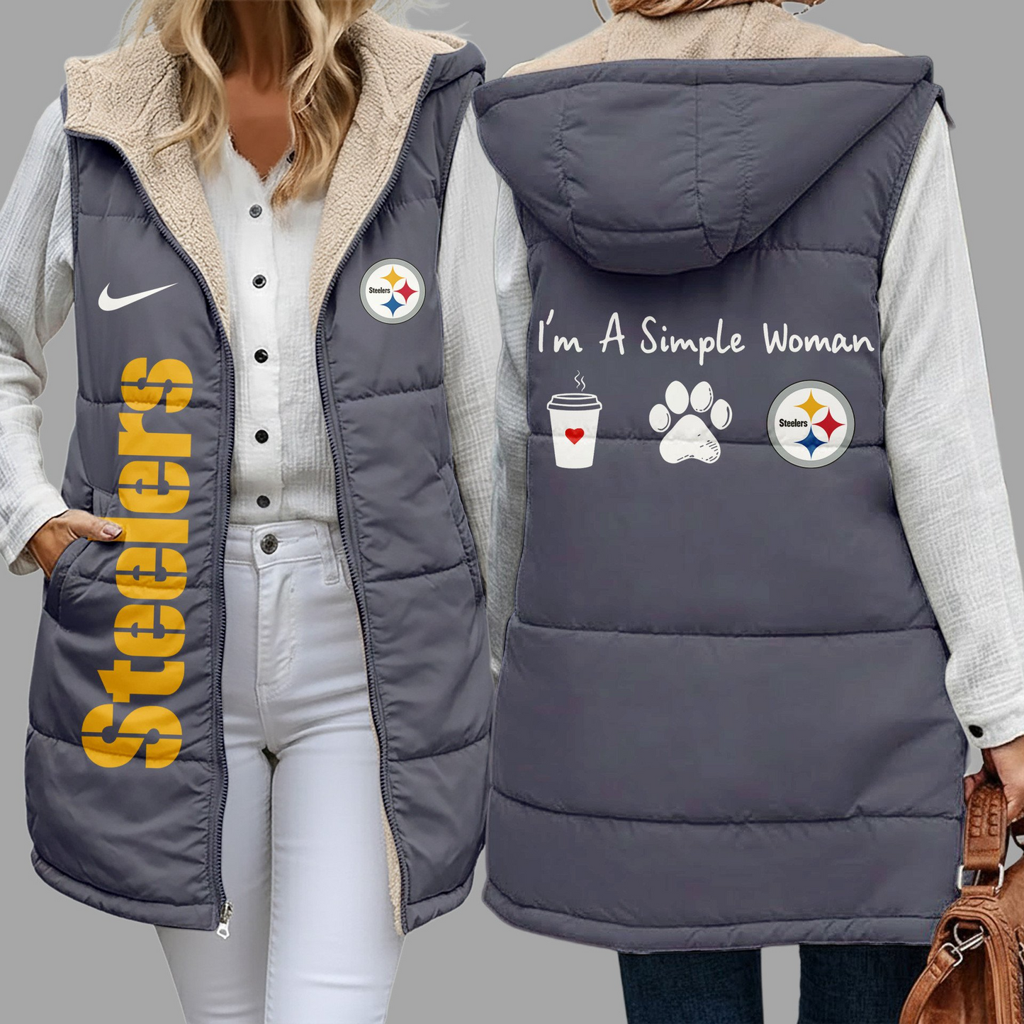 Premium NFL X PIT Simple Girl Quilted Vest NDT NHM 3010
