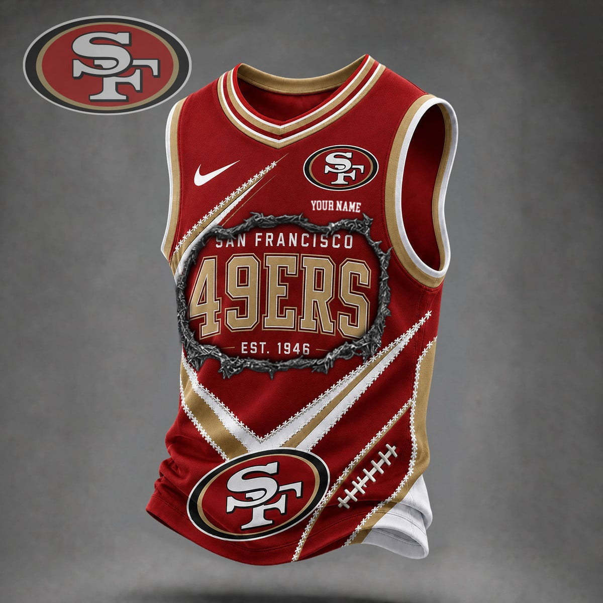 Premium NFL X SF Game Day V-Neck Tank Top Shirt V3 NDT NHM 080626