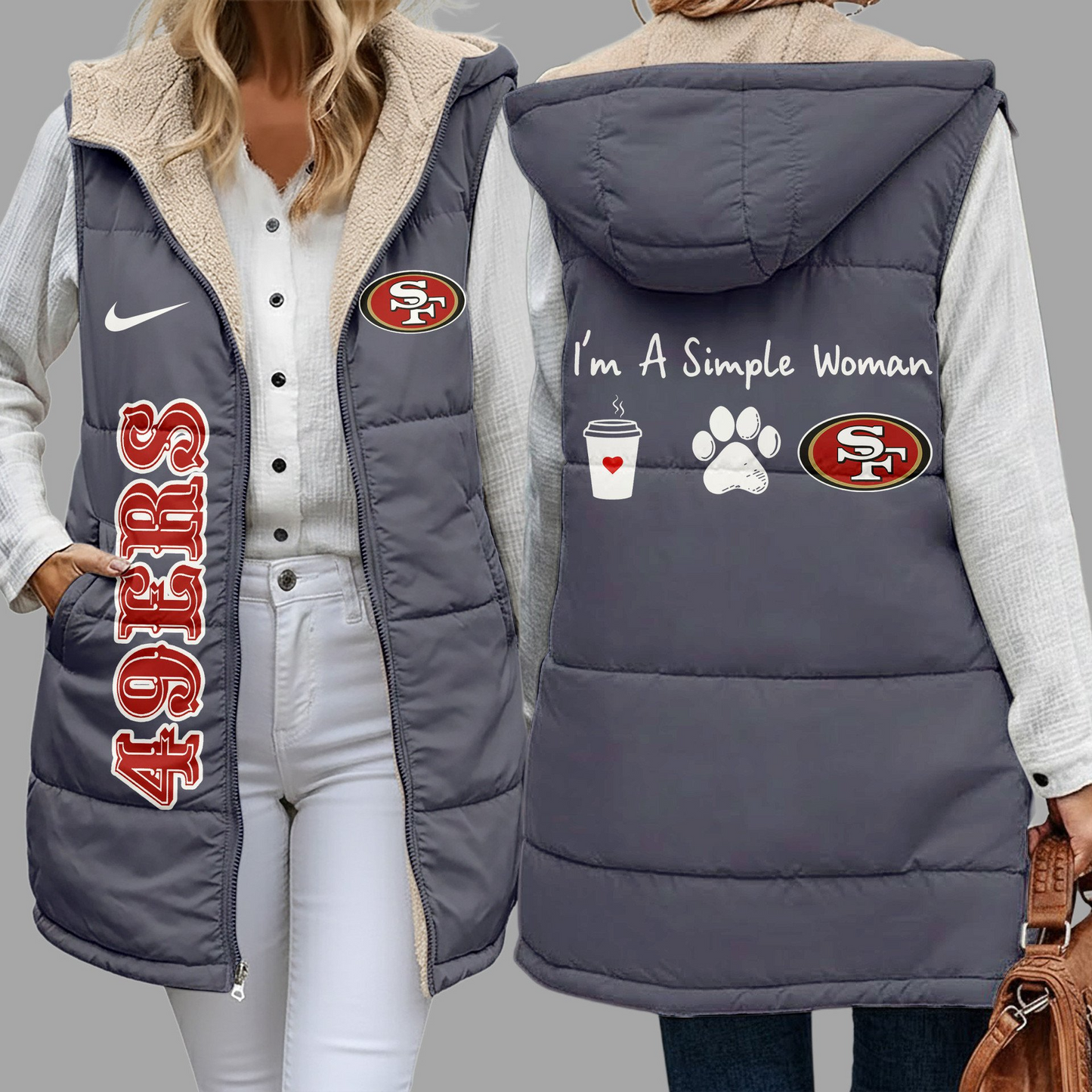 Premium NFL X SF Simple Girl Quilted Vest NDT NHM 3010