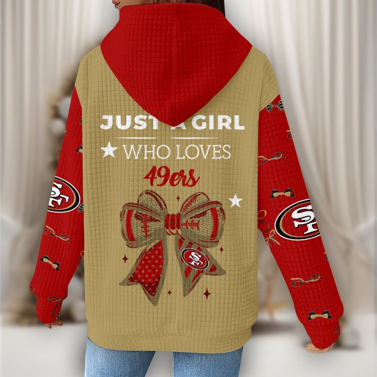 Premium NFL X SF Women's Waffle Hoodie NDT NHM