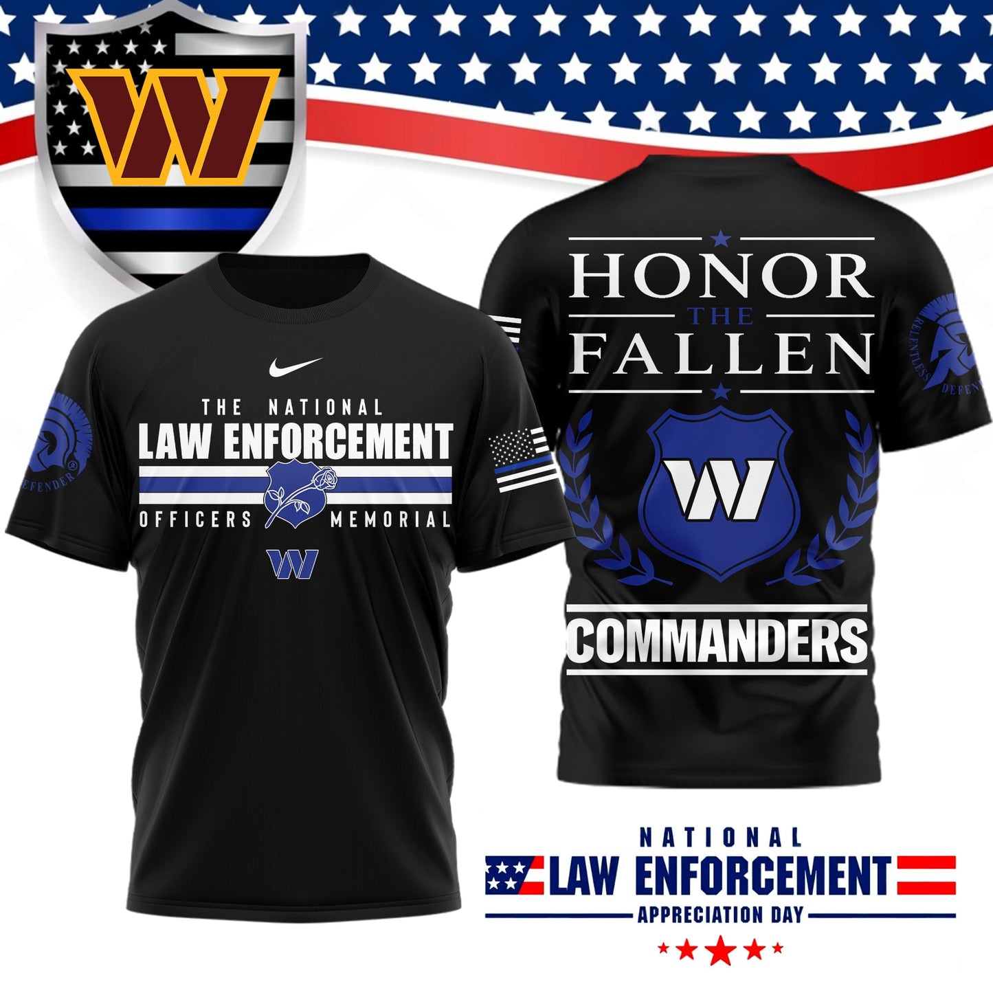 Premium NFL X WAS The National Law Enforcement 3D Shirt NDT LVH 050626