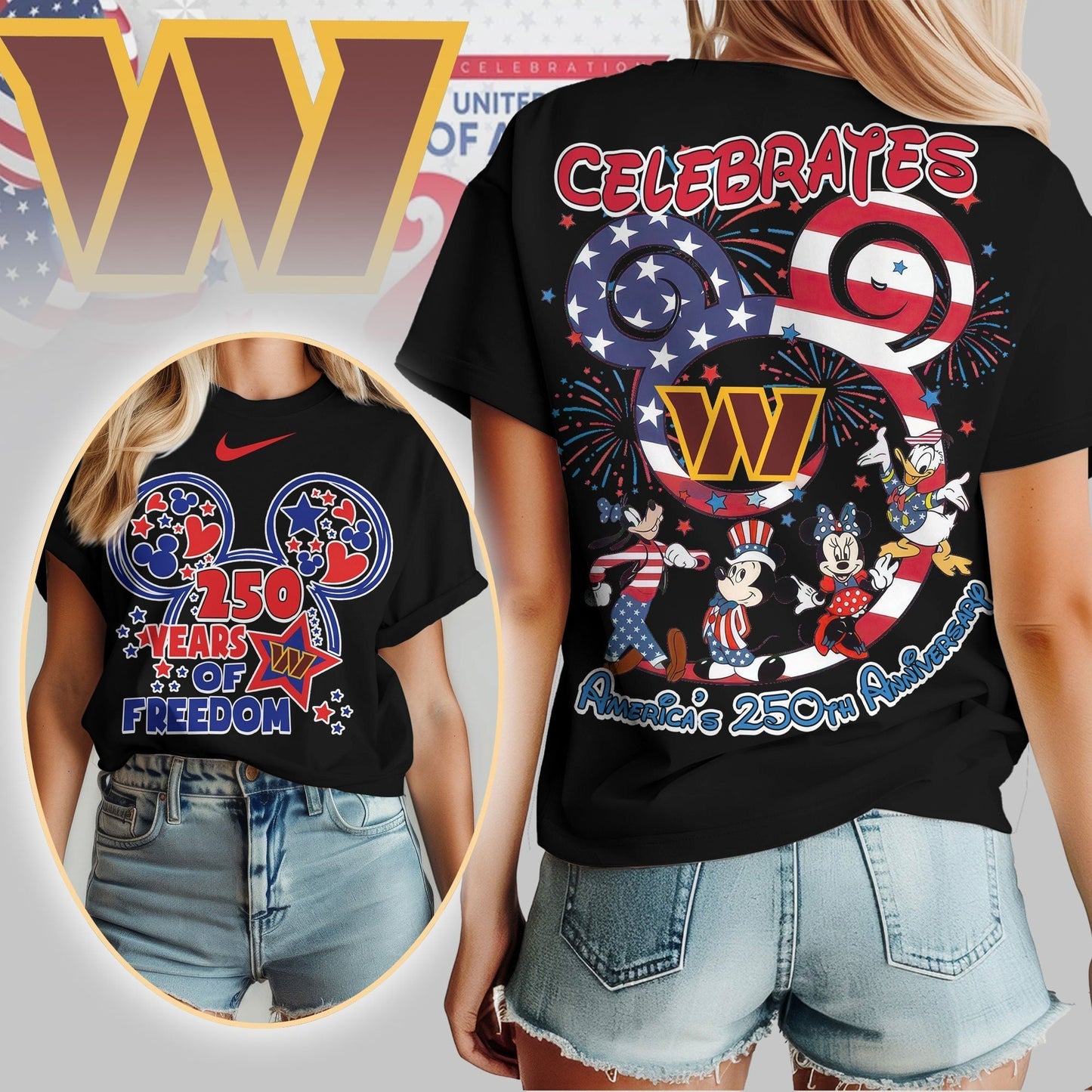 Premium NFL X WC Mouse  Celebrates America 250th Anniversary Women Shirt NDT LVH