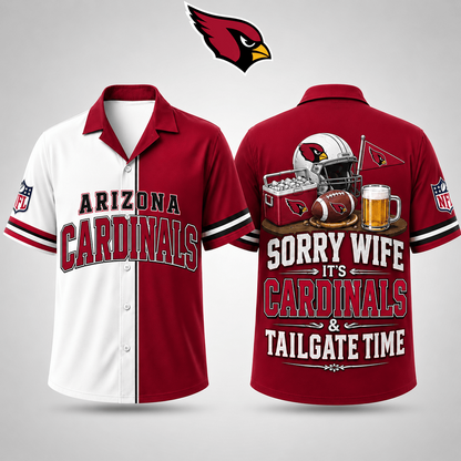 Premium NFL x ARI Funny Football Fan Hawaiian Shirt Sorry Wife It's Tailgate Time Button 300626