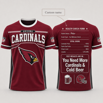 Premium NFL x ARI Funny Personalized Health Check Form 3D Shirt Football Enthusiasts 040726