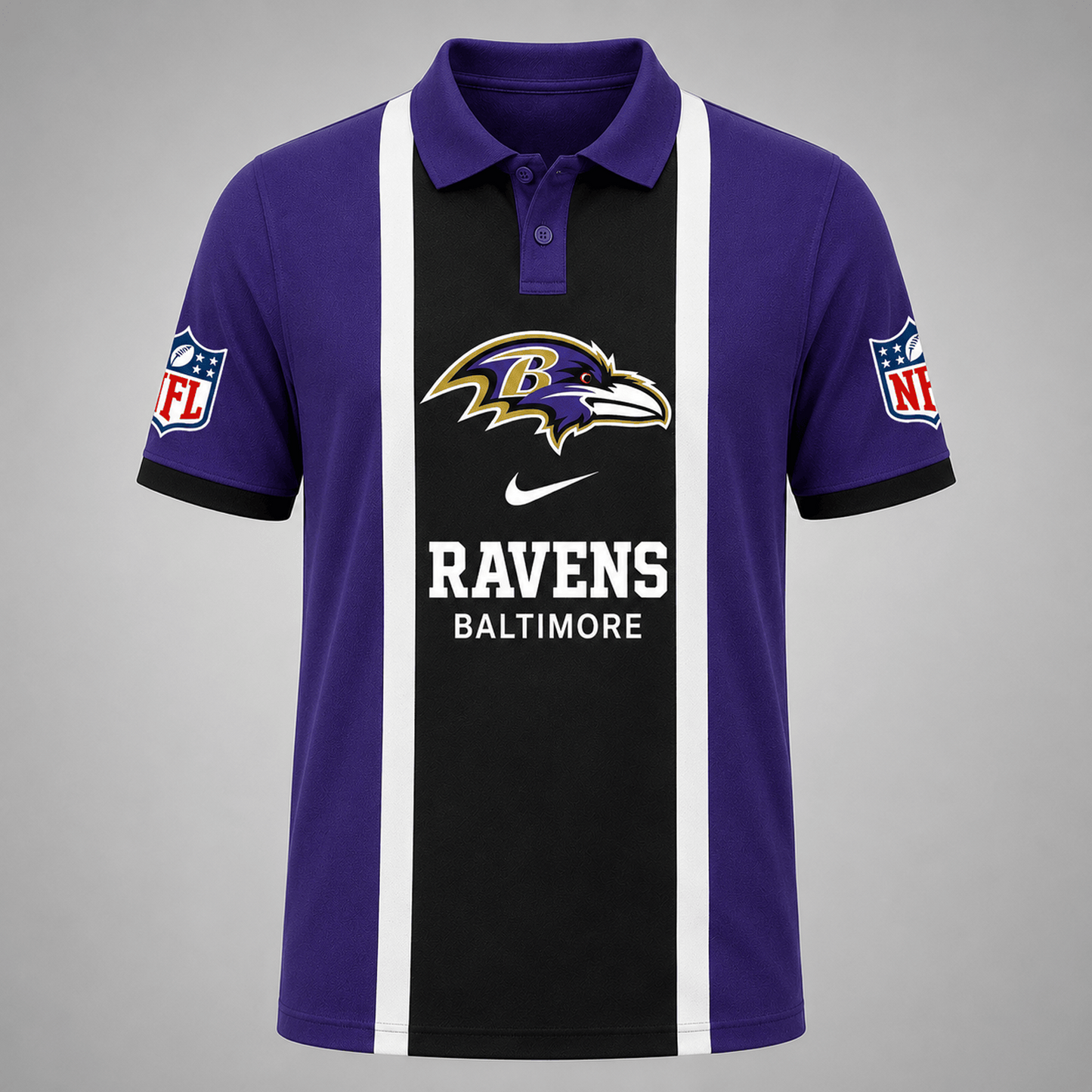Premium NFL x BAL Sports Inspired Vertical Stripe Polo 250626