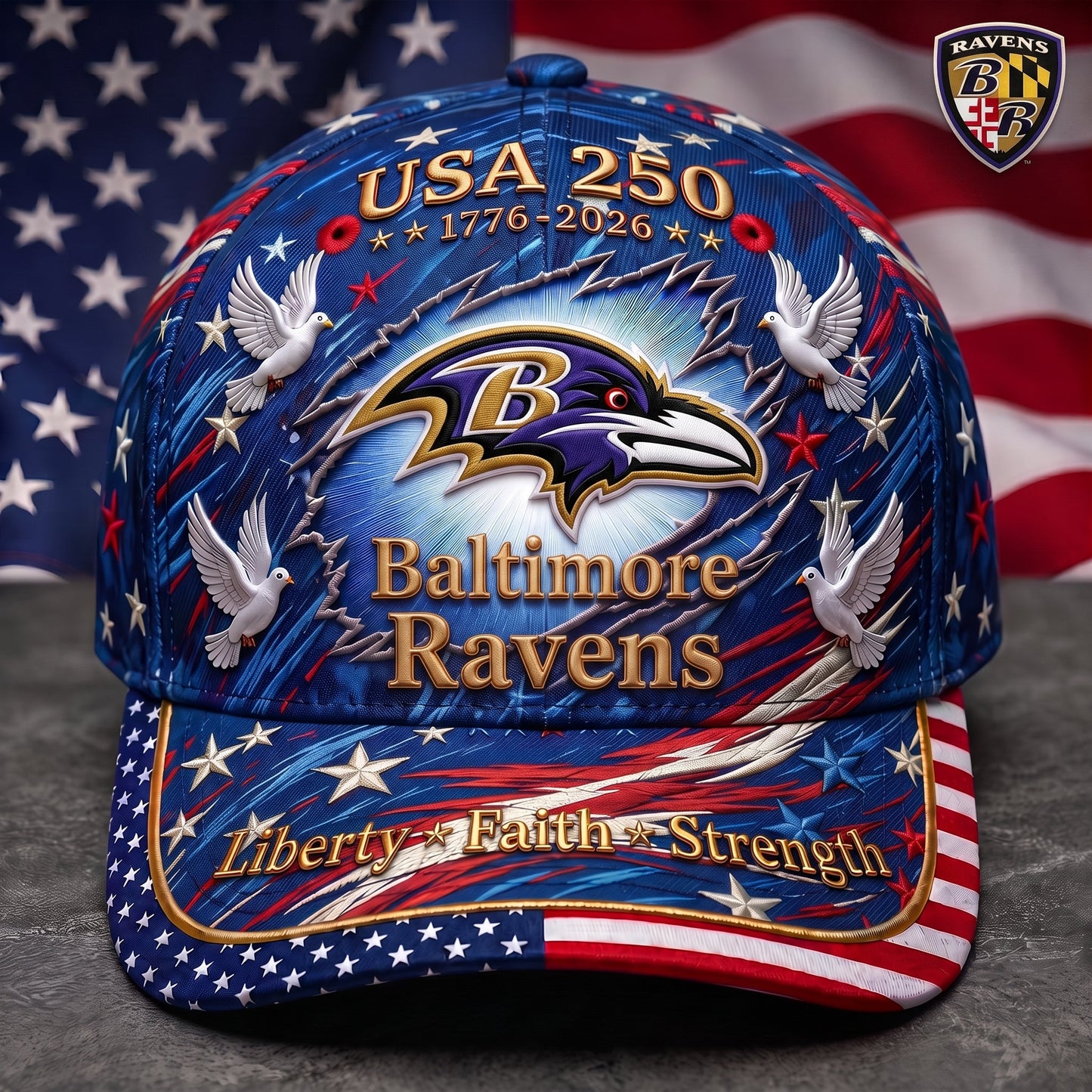 Premium NFL x BR 250 Years Anniversary Of Freedom Cap V4  260626
