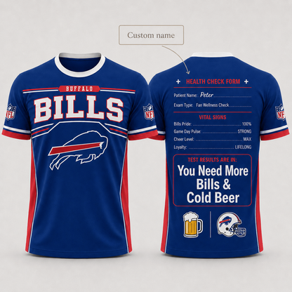 Premium NFL x BUF Funny Personalized Health Check Form 3D Shirt Football Enthusiasts 040726