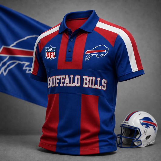 Premium NFL x BUF Heritage Stripe Rugby Polo Shirt