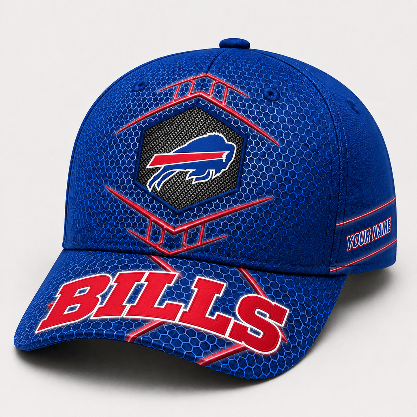 Premium NFL x BUF Honeycomb Custom Name Cap for Loyal Fans