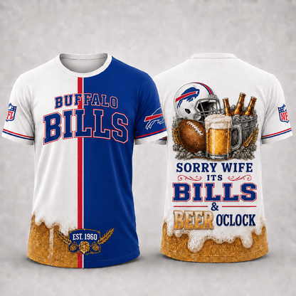 Premium NFL x BUF Sorry Wife It's Match Day And Beer Time Funny Sports Fan 3D Shirt 290626