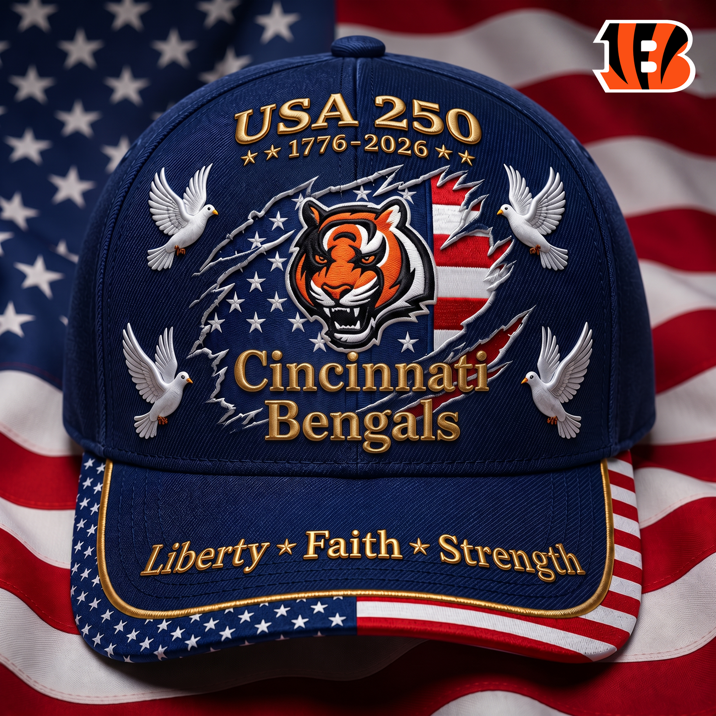 Premium NFL x CIN 250 Years Anniversary Of Freedom Cap V2  260626