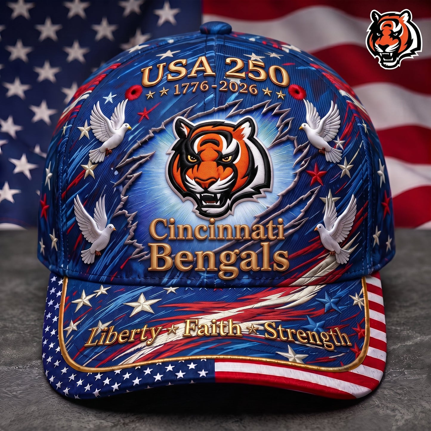 Premium NFL x CIN 250 Years Anniversary Of Freedom Cap V4  260626