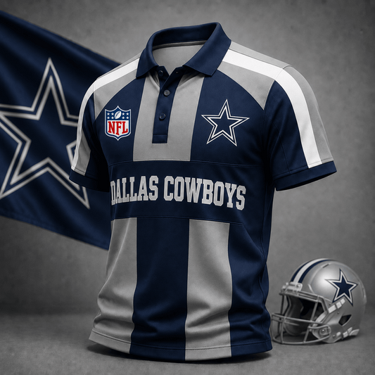 Premium NFL x DAL Heritage Stripe Rugby Polo Shirt