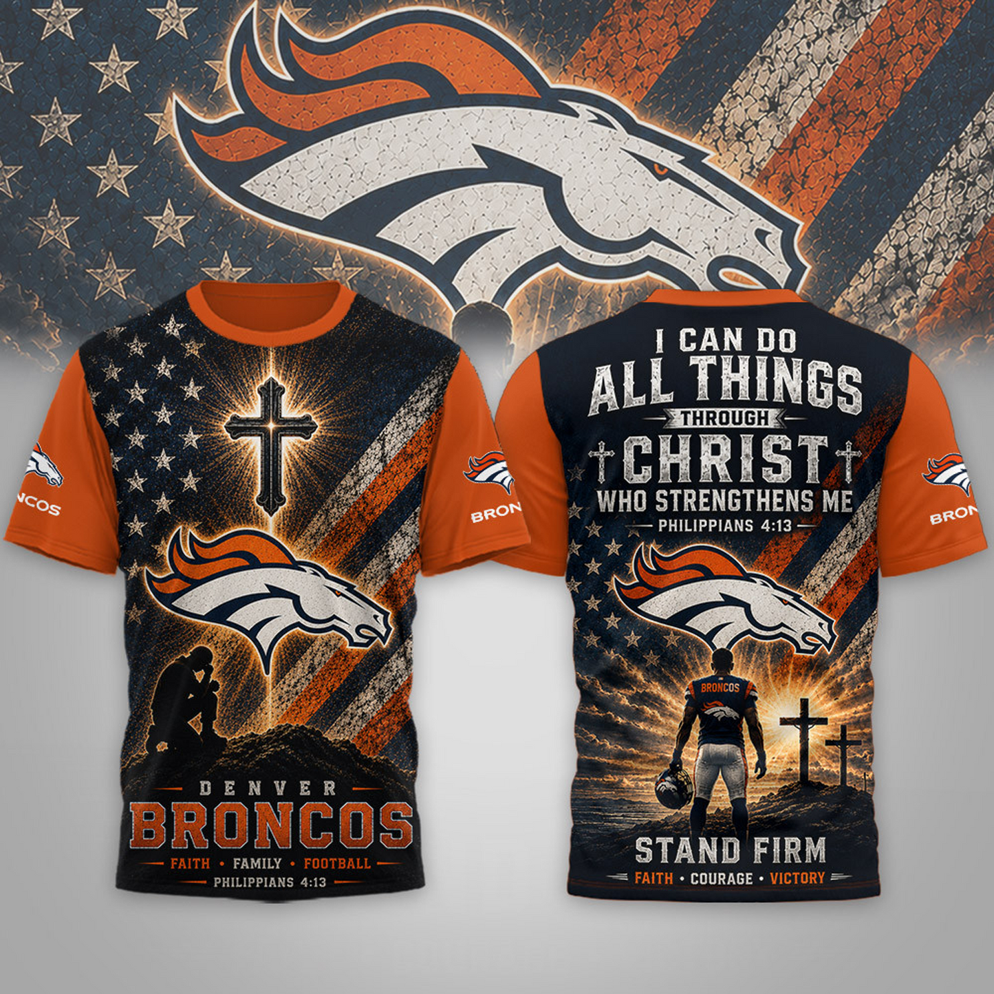 Premium NFL x DEN Faith Family 3D Shirt