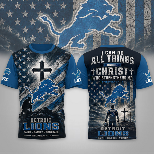 Premium NFL x DET Faith Family 3D Shirt