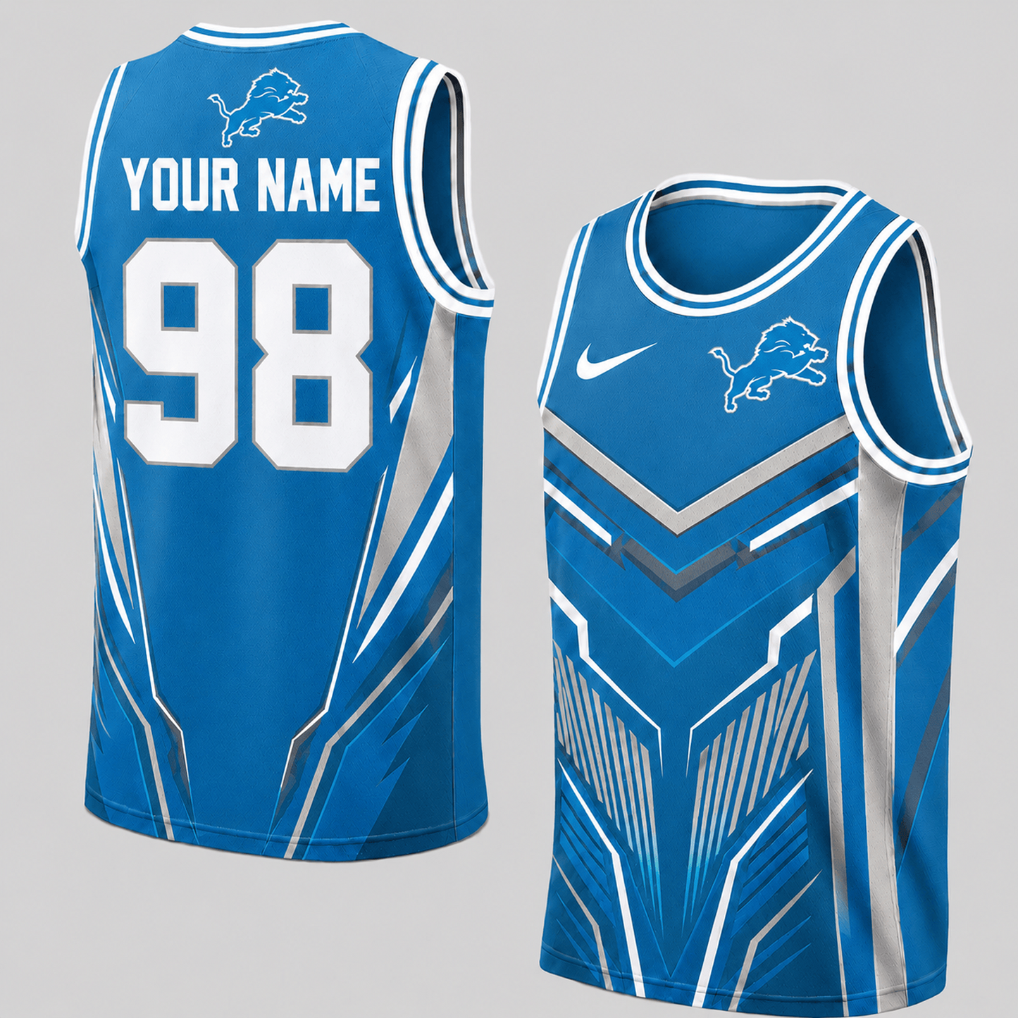 Premium NFL x DET Personalized Football Fan Tank Top Custom Name Number Sport Shirt 220626