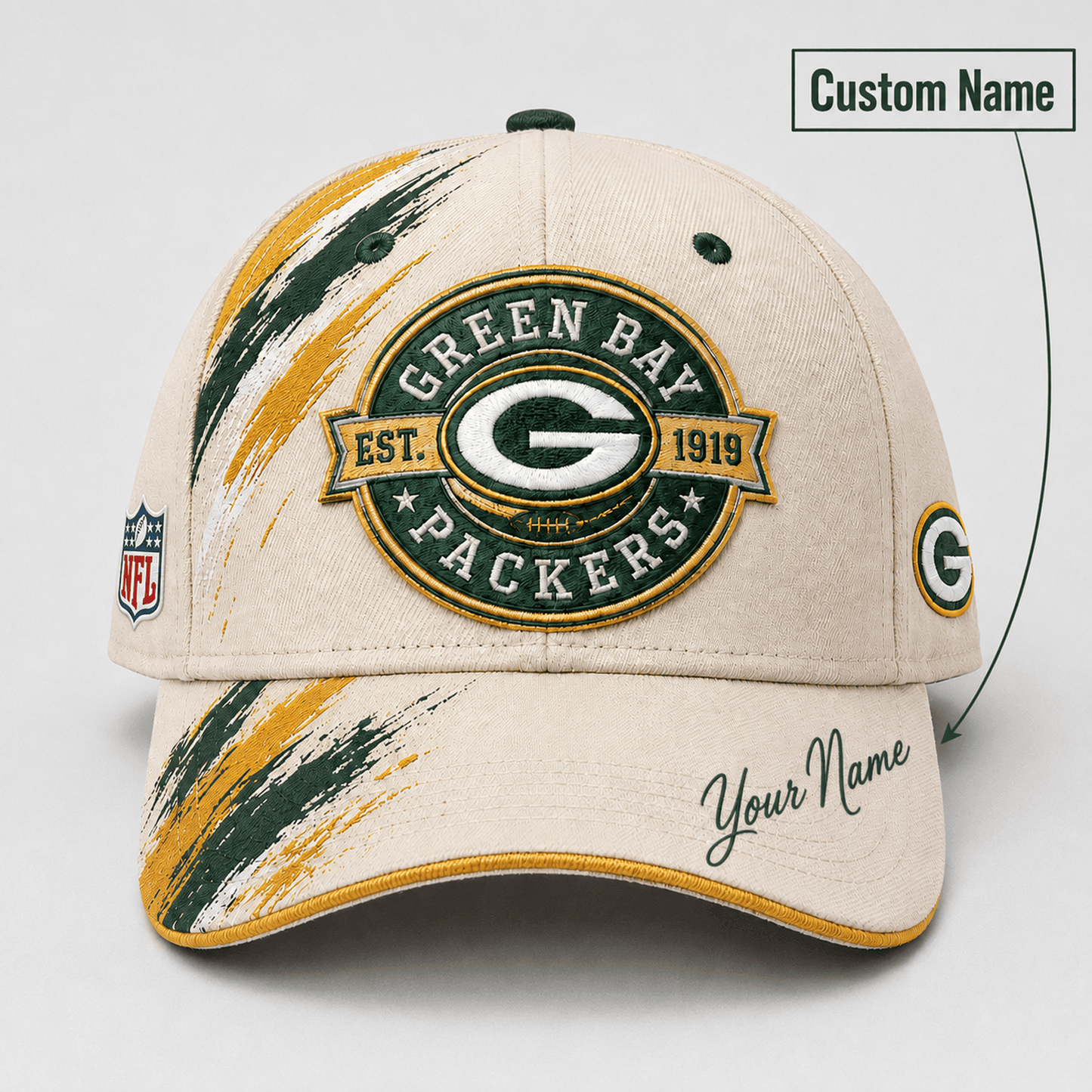 Premium NFL x GB Custom Name Cap For Football Fans Loving Sporty Style 030726
