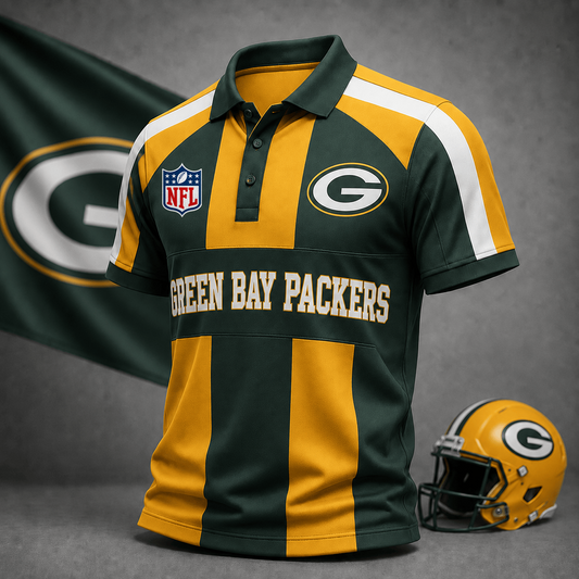 Premium NFL x GB Heritage Stripe Rugby Polo Shirt