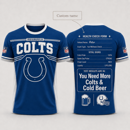 Premium NFL x IND Funny Personalized Health Check Form 3D Shirt Football Enthusiasts 040726