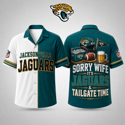 Premium NFL x JAX Funny Football Fan Hawaiian Shirt Sorry Wife It's Tailgate Time Button 300626
