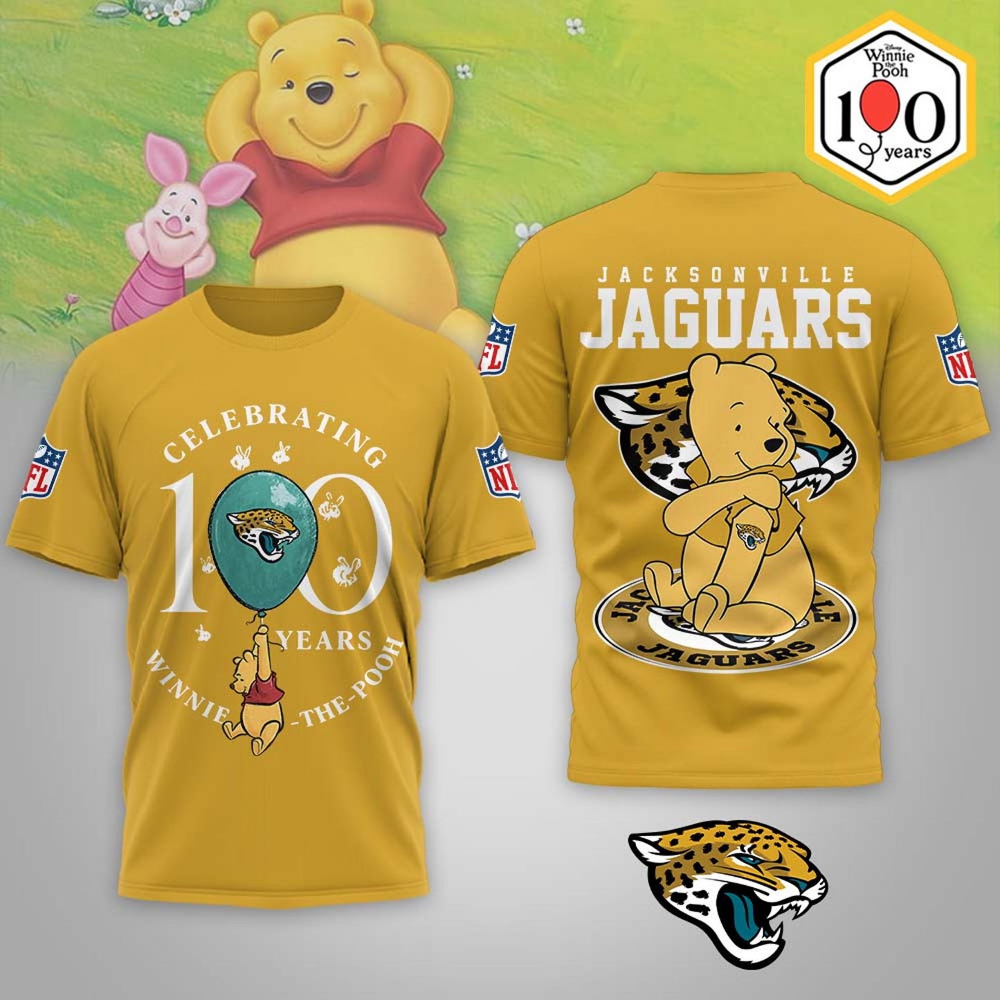 Premium NFL x JAX Winnie The Pooh 100th Anniversary 3D Shirt DATND TANTD