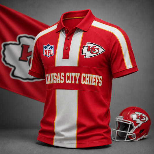 Premium NFL x KCC Heritage Stripe Rugby Polo Shirt