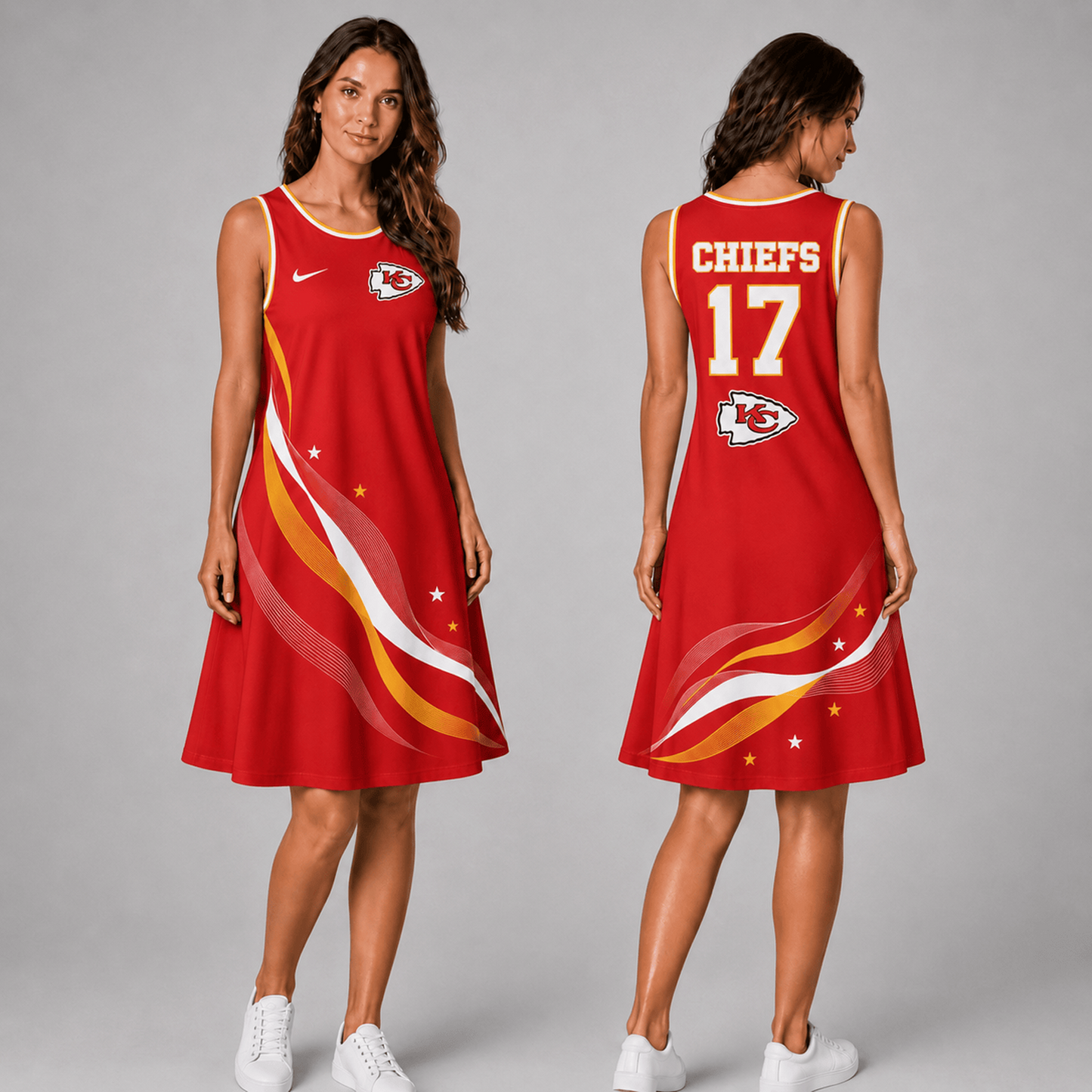 Premium NFL x KCC Style Custom Sleeveless Dress Personalized Name Number 180626