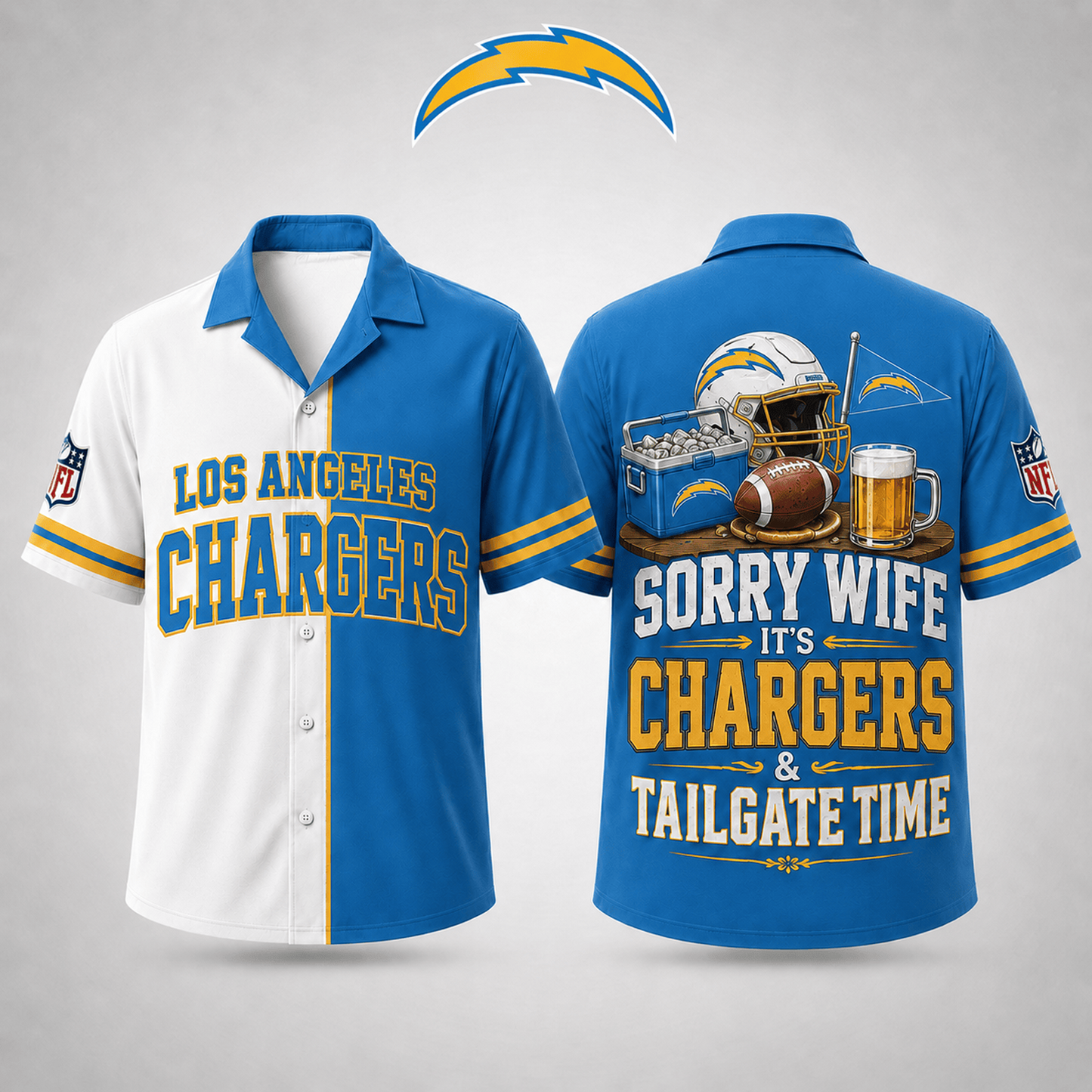 Premium NFL x LAC Funny Football Fan Hawaiian Shirt Sorry Wife It's Tailgate Time Button 300626