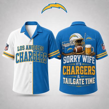 Premium NFL x LAC Funny Football Fan Hawaiian Shirt Sorry Wife It's Tailgate Time Button 300626