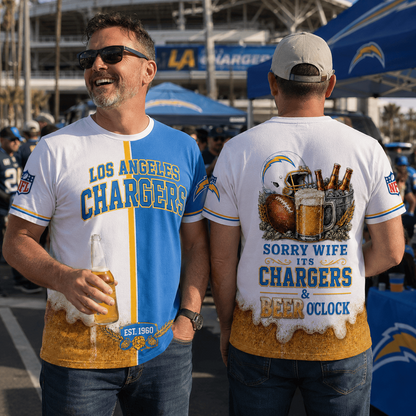 Premium NFL x LAC Sorry Wife It's Match Day And Beer Time Funny Sports Fan 3D Shirt 290626