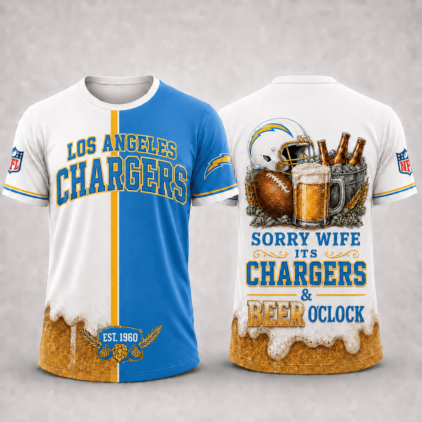 Premium NFL x LAC Sorry Wife It's Match Day And Beer Time Funny Sports Fan 3D Shirt 290626