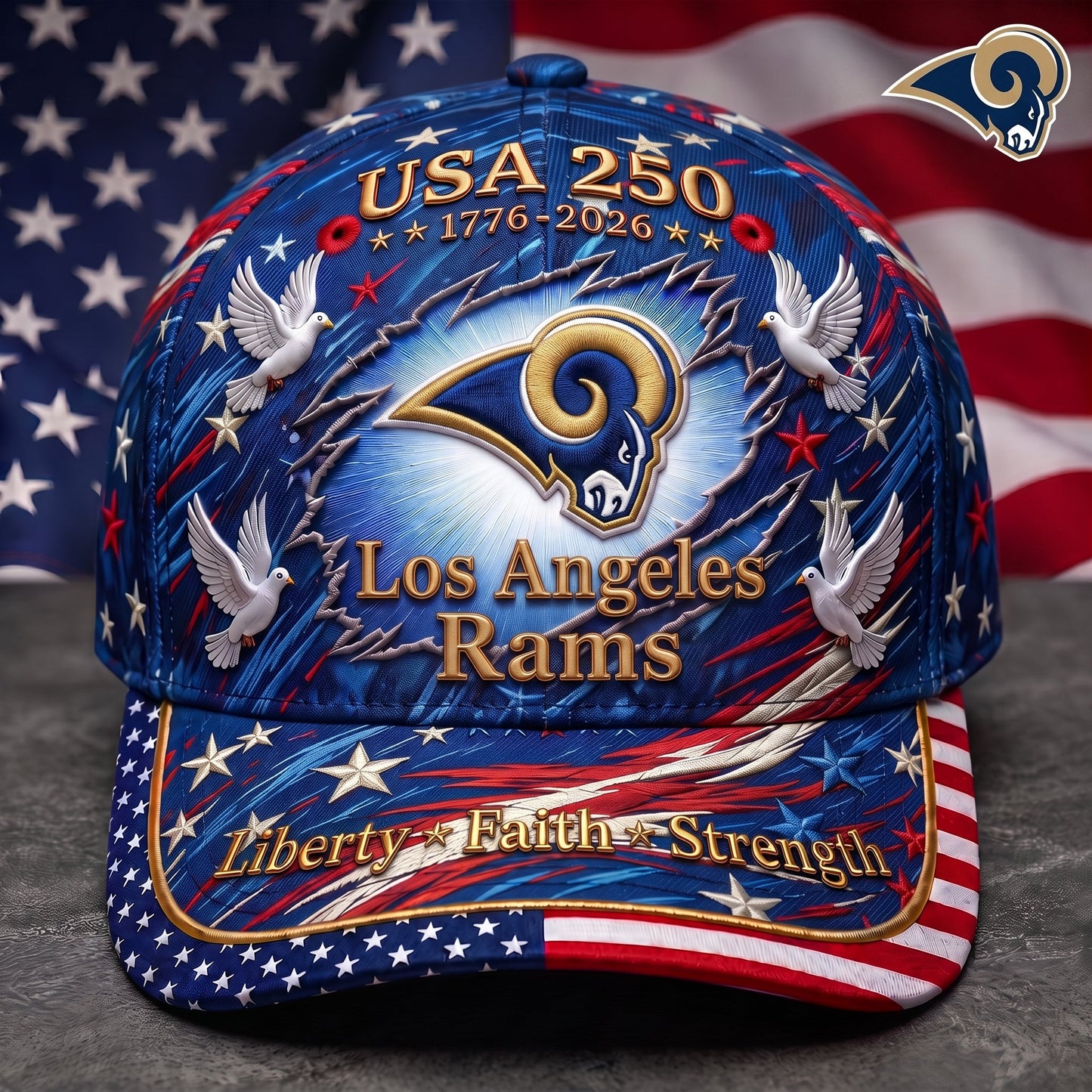 Premium NFL x LAR 250 Years Anniversary Of Freedom Cap V4  260626