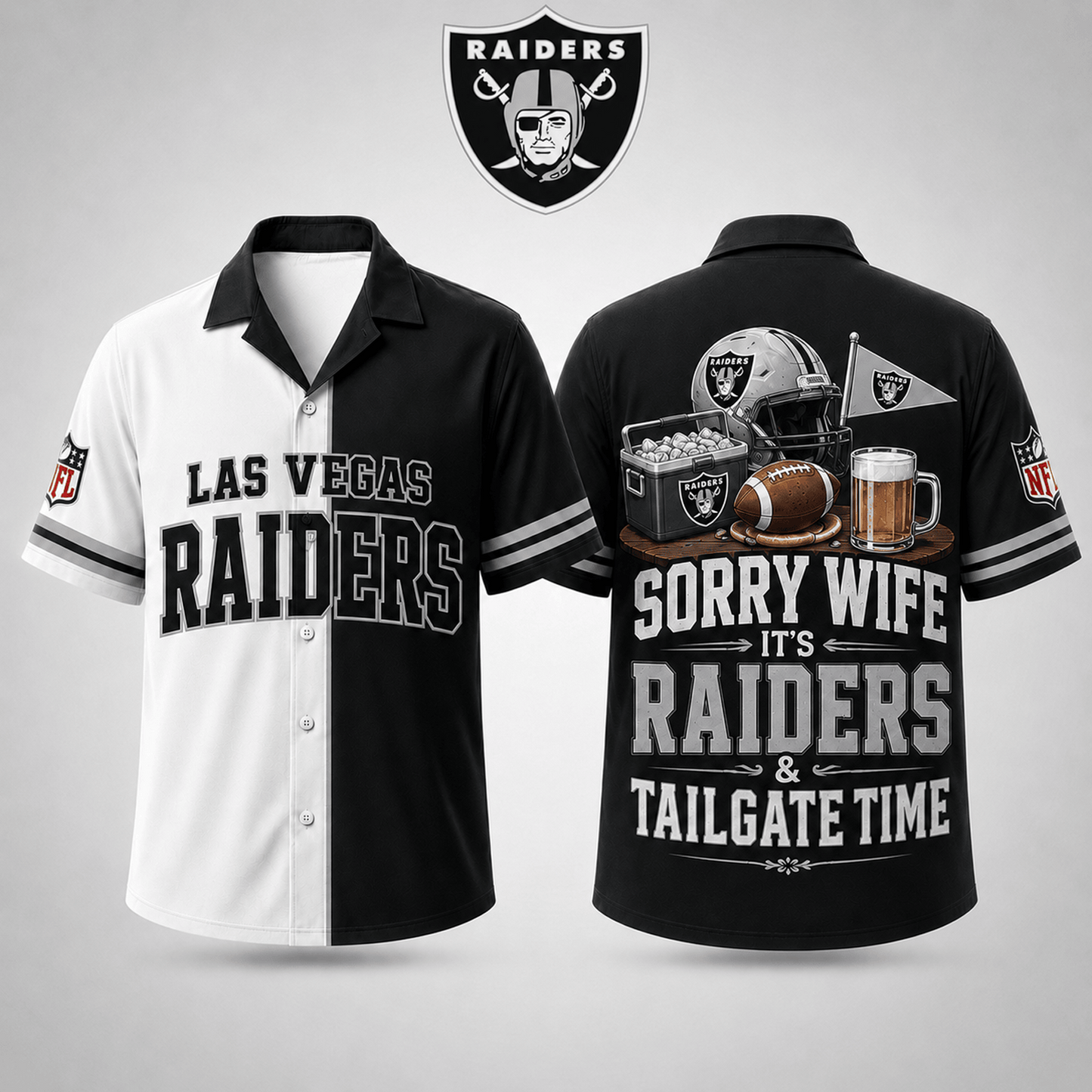 Premium NFL x LVR Funny Football Fan Hawaiian Shirt Sorry Wife It's Tailgate Time Button 300626