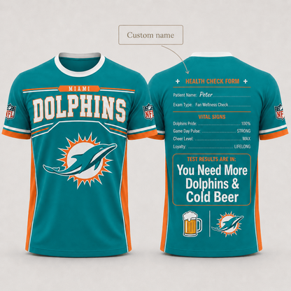 Premium NFL x MIA Funny Personalized Health Check Form 3D Shirt Football Enthusiasts 040726