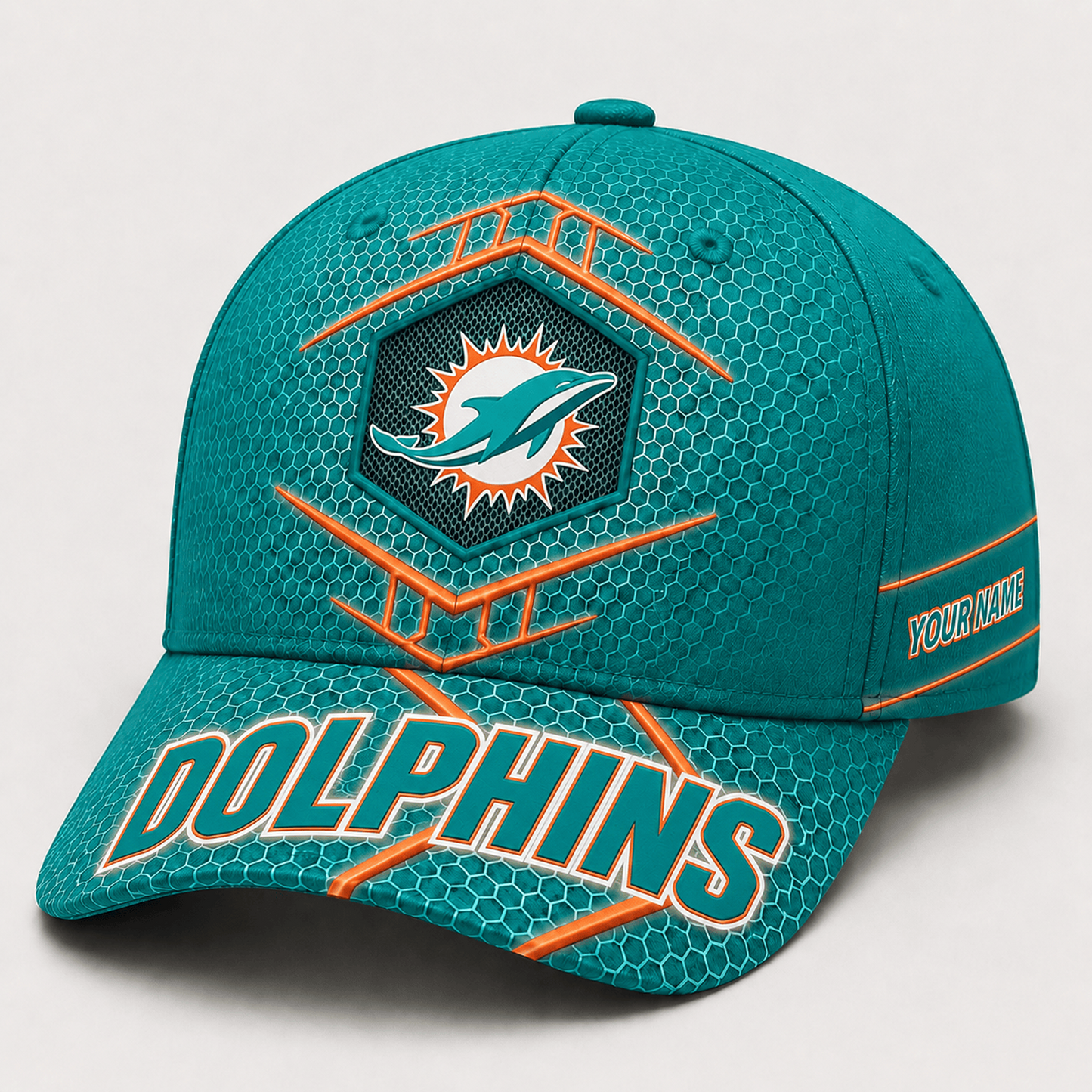 Premium NFL x MIA Honeycomb Custom Name Cap for Loyal Fans