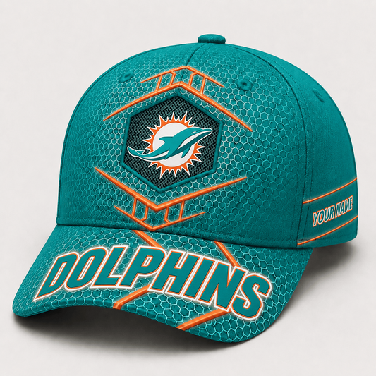 Premium NFL x MIA Honeycomb Custom Name Cap for Loyal Fans