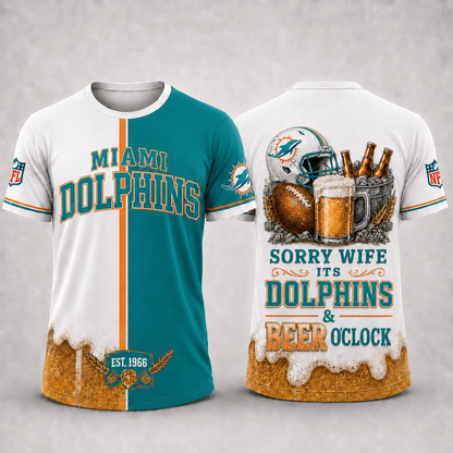 Premium NFL x MIA Sorry Wife It's Match Day And Beer Time Funny Sports Fan 3D Shirt 290626