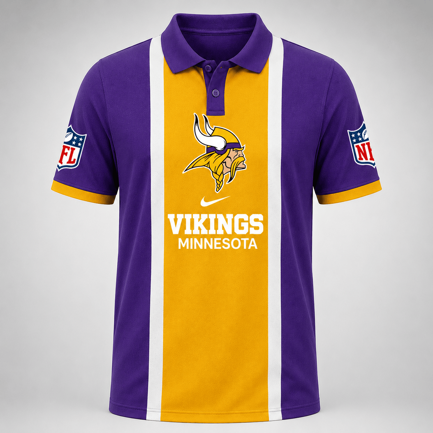 Premium NFL x MIN Sports Inspired Vertical Stripe Polo 250626