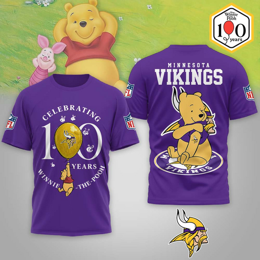Premium NFL x MIN Winnie The Pooh 100th Anniversary 3D Shirt DATND TANTD