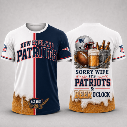 Premium NFL x NEP Sorry Wife It's Match Day And Beer Time Funny Sports Fan 3D Shirt 290626