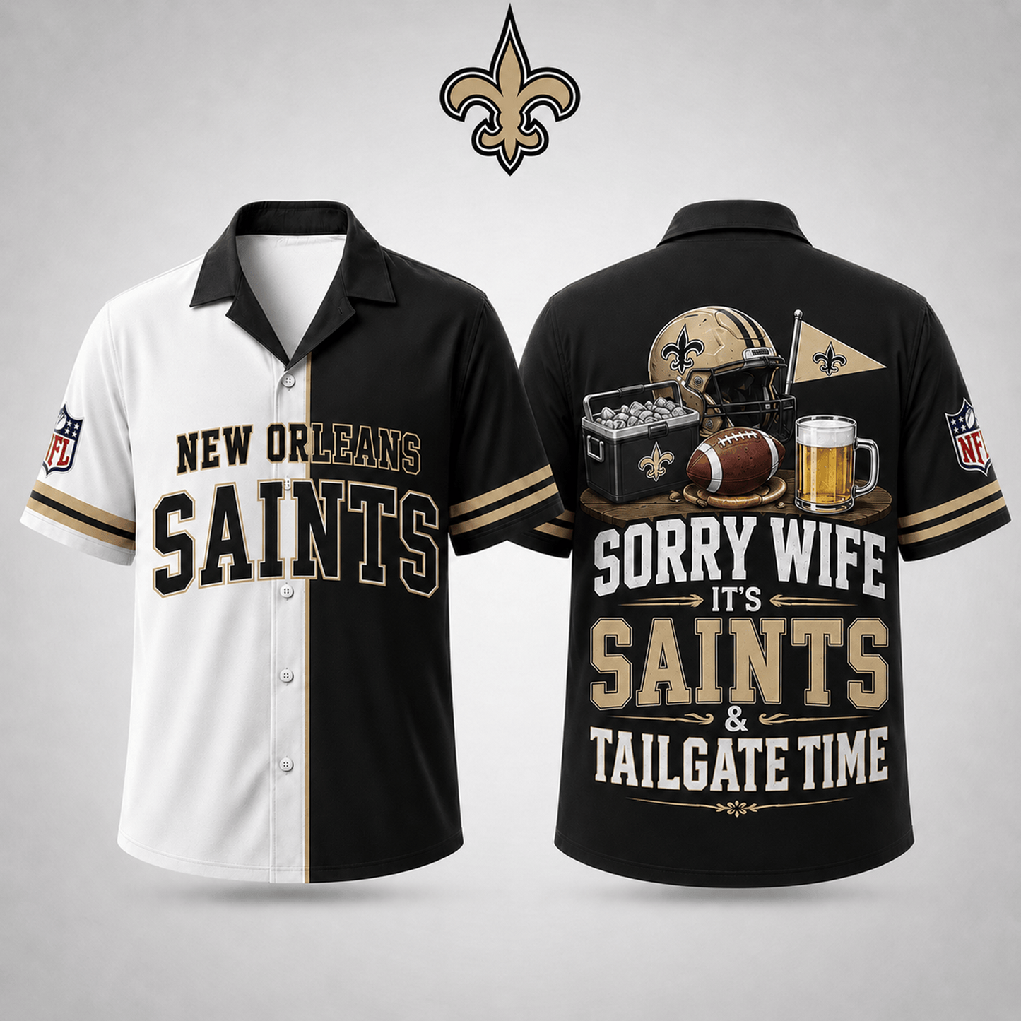 Premium NFL x NO Funny Football Fan Hawaiian Shirt Sorry Wife It's Tailgate Time Button 300626