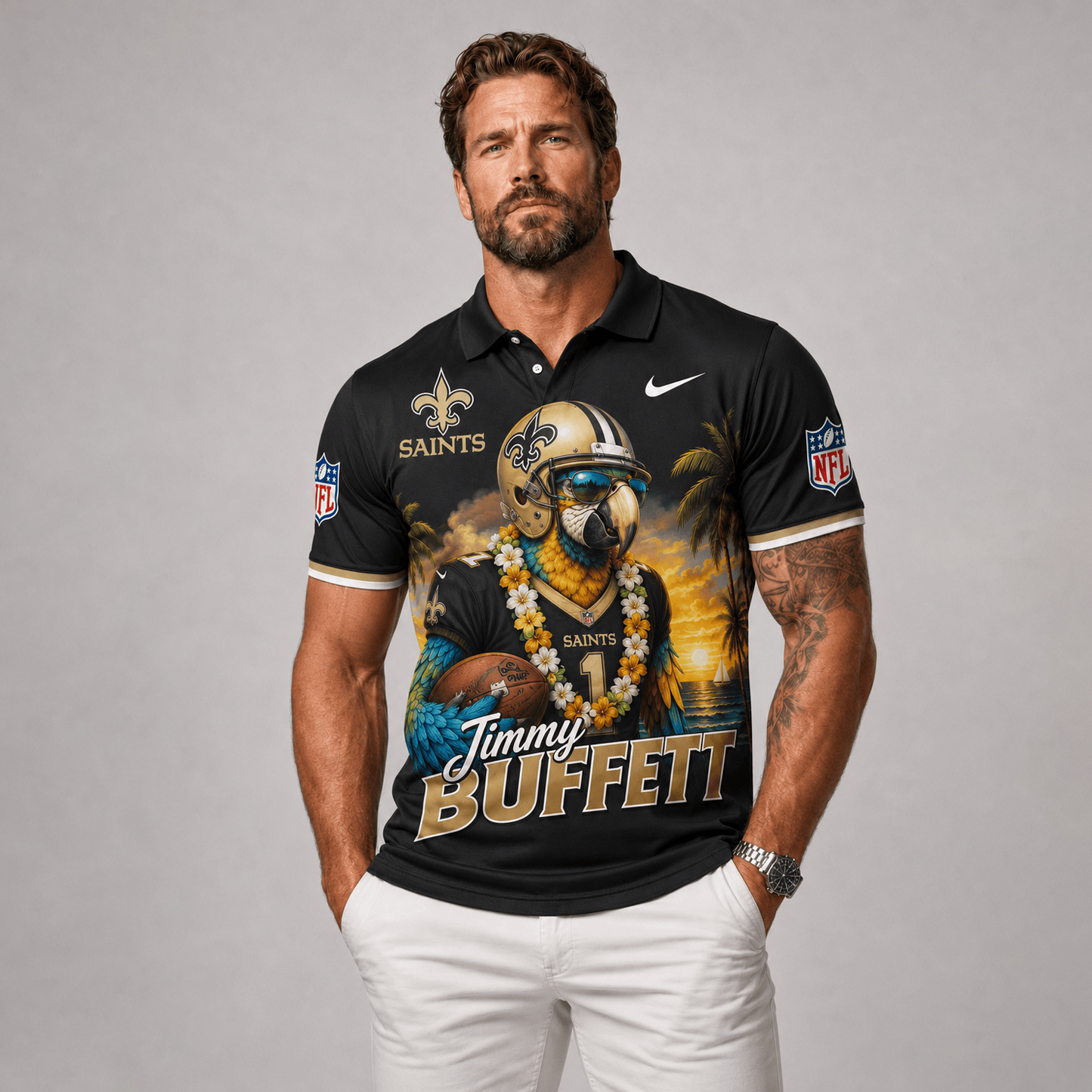 Premium NFL x NO Tropical Parrot Performance Polo Shirt 180626