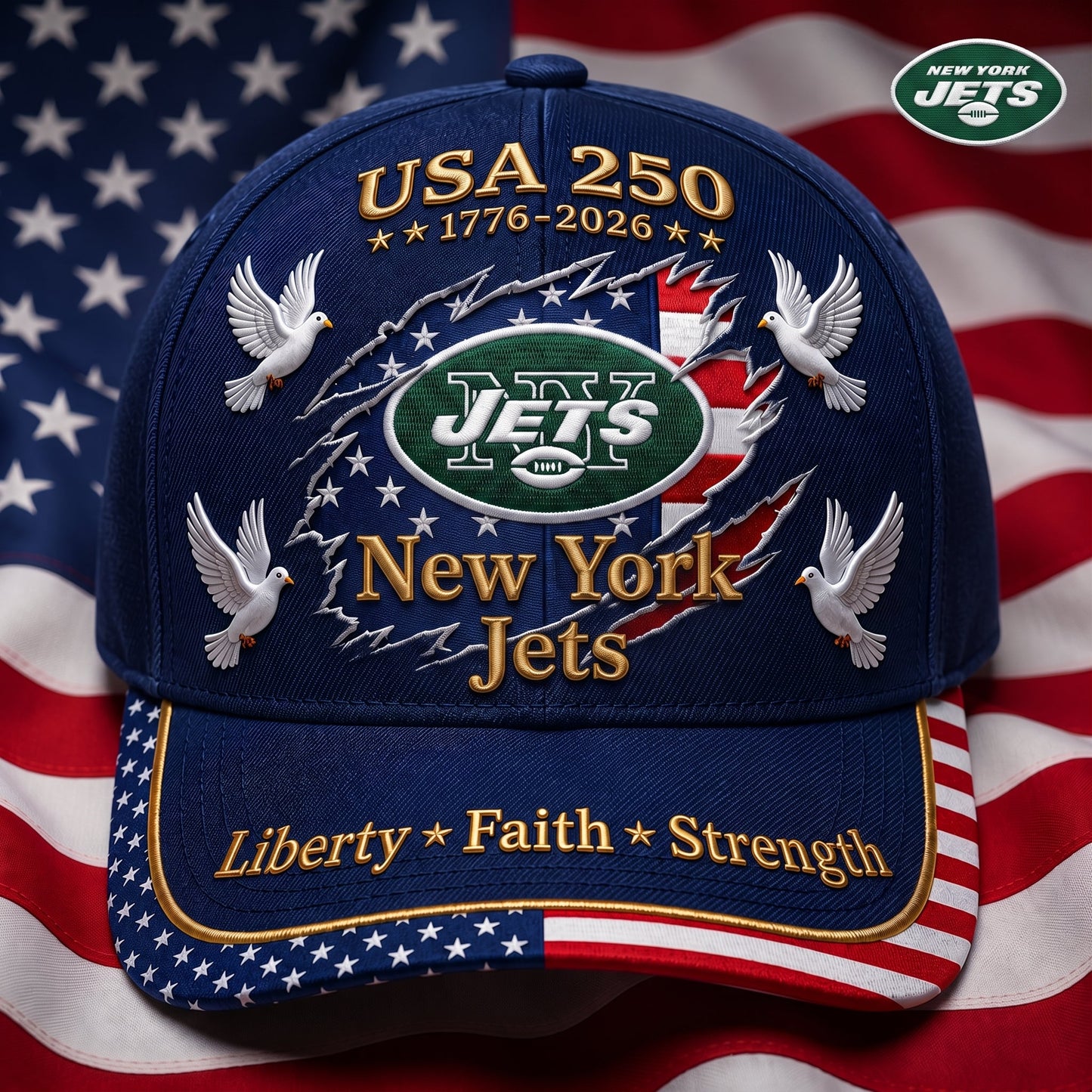 Premium NFL x NYJ 250 Years Anniversary Of Freedom Cap V2  260626
