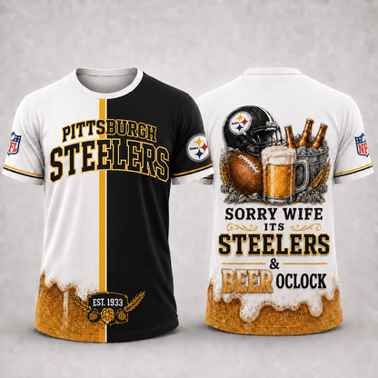 Premium NFL x PIT Sorry Wife It's Match Day And Beer Time Funny Sports Fan 3D Shirt 290626
