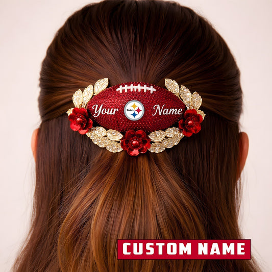 Premium NFL x Pittsburgh Steelers Personalized Women's Hair Pin - Valentine Edition NDT LVH