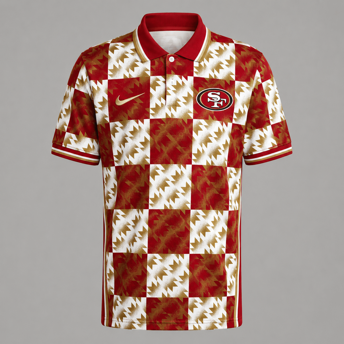 Premium NFL x SF Men’s Retro Geometric Pattern Polo Shirt