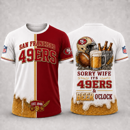 Premium NFL x SF Sorry Wife It's Match Day And Beer Time Funny Sports Fan 3D Shirt 290626