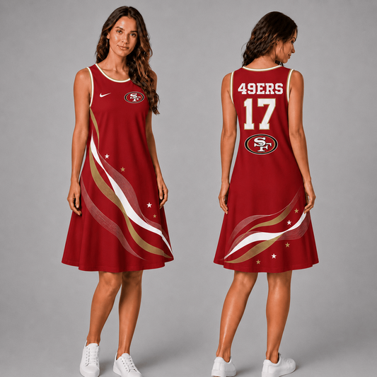 Premium NFL x SF Style Custom Sleeveless Dress Personalized Name Number 180626