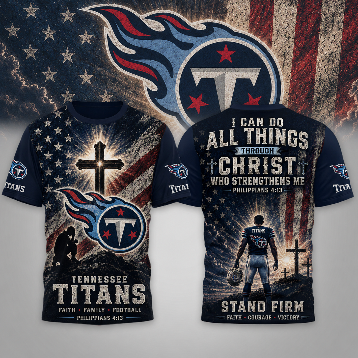 Premium NFL x TEN Faith Family 3D Shirt